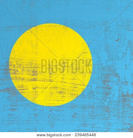 3d Rendering Of Palau Flag In A Scratched Surface