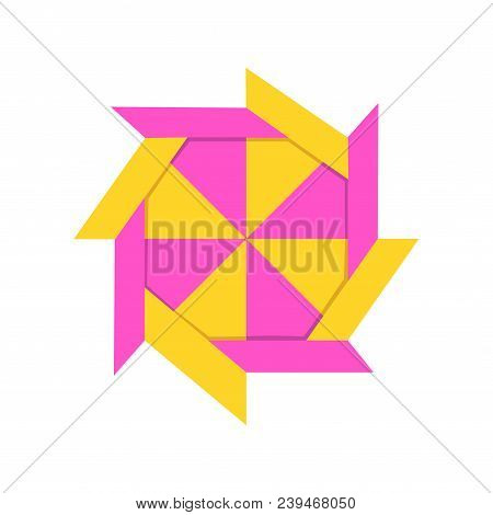 Geometric Polygonal Shape Made Of Paper In Origami Technique Vector Illustration Isolated On A White
