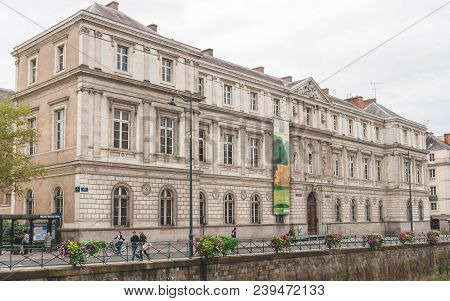 Rennes, France - October 4, 2009: Museum Of Fine Arts Of Rennes On Beautiful Embankment Of River Vil