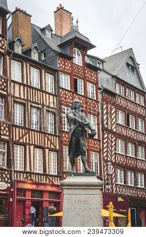 Rennes, France - October 4, 2009: Statue Of Jean Leperdit, Mayor Of Rennes In 1794-1795, Against His