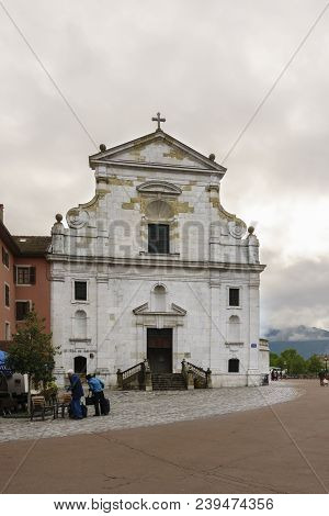 France, Annecy - May 01, 2018:church Of San Francesco Di Salesl Is The Main Catholic Place Of Worshi