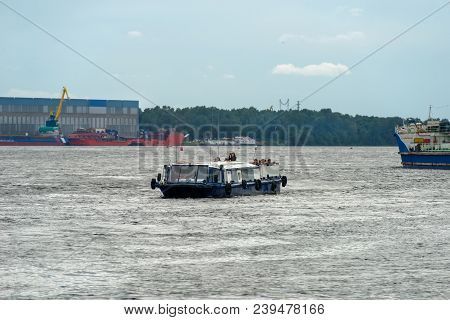Shlisselburg, Saint Petersburg, Russia - August 21, 2017: Pleasure Boat 