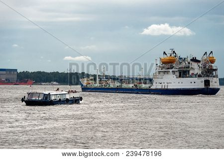 Shlisselburg, Saint Petersburg, Russia - August 21, 2017: Pleasure Boat 