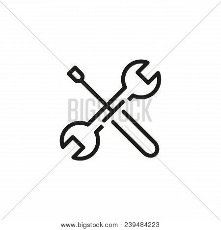 Icon Of Screwdriver And Wrench. Tool, Mechanism, Service. Engineering Concept. Can Be Used For Topic
