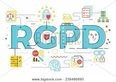 European Gdpr (general Data Protection Regulation) Word Concept  Illustration In Spanish Abbreviatio