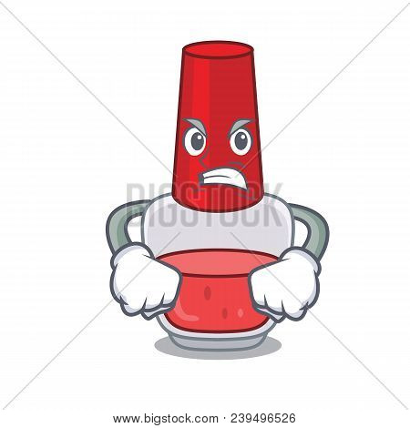 Angry Nail Polish Mascot Cartoon Vector Illustration