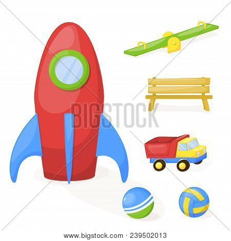 Playground Park Cartoon Vector Fun Play Kid Kindergarten Illustration Child Outdoor Equipment. Child