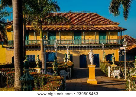 Trinidad, Cuba. Plaza Mayor And And An Old Building. The City Is Included In The Unesco List.