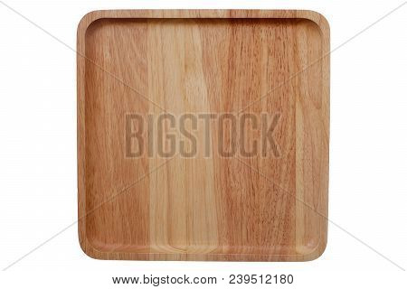 Wooden Tray On White Background Or Wooden Tray Stacking Isolated Use For Kitchenware Background