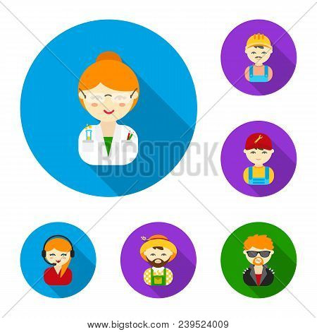 People Of Different Professions Flat Icons In Set Collection For Design. Worker And Specialist Vecto