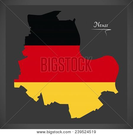 Neuss Map With German National Flag Illustration