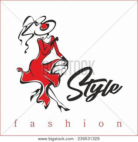 The Girl Shows Off Her Clothes. Fashion Model. Style.inscription. Design For Beauty Industry. The La