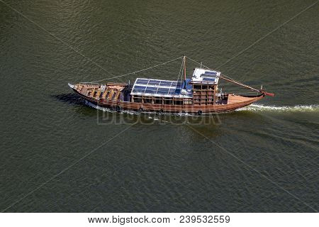 Barco Rabelo River Boat Cruise Ship In Porto, Portugal
