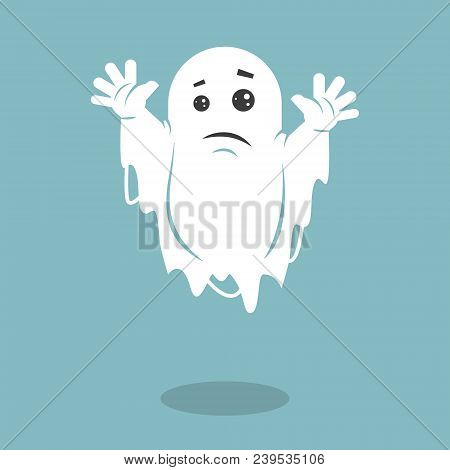 Flat Colored Illustration Of A Sad Ghost
