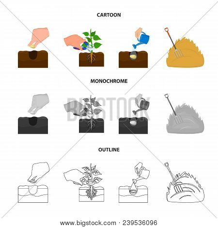 Garden, Ecology, Farmingand Other  Icon In Cartoon, Outline, Monochrome Style. Feed, Plot Farmicons 