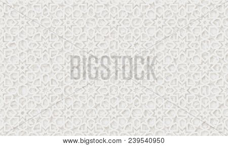 Arabic Pattern Background. Islamic Ornament Vector. Geometric 3d Shape. Texture Arabian Traditional 