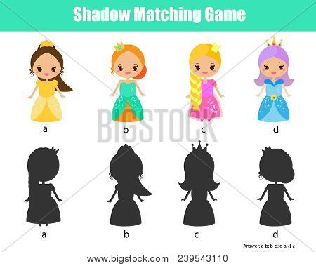 Shadow Matching Game For Children. Find The Right Shadow. Activity For Preschool Kids With Beautiful