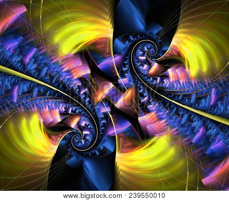 Computer Generated Colorful Fractal Artwork With Opposite Whirpools