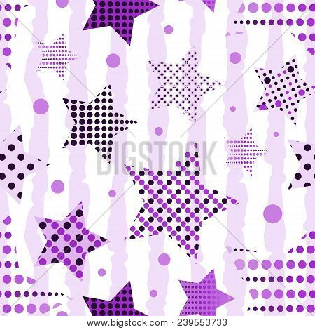Beautiful Ultra Violet Endless Star Background. Trendy 2018 Ultraviolet Color Creative Seamless Patt
