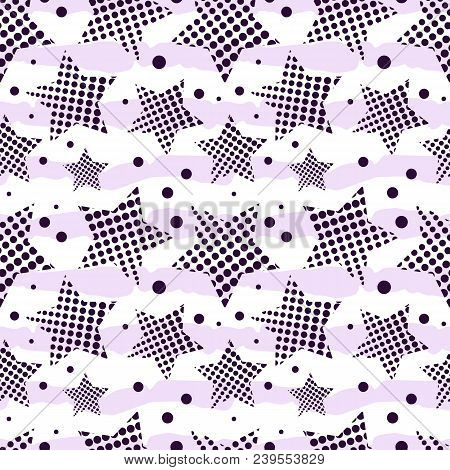 Beautiful Ultra Violet Endless Star Background. Trendy 2018 Ultraviolet Color Creative Seamless Patt
