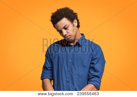 I Am Tired Of Everything. Bored Man. Boring, Dull, Tedious Concept. Young Afro Emotional Man. Human 