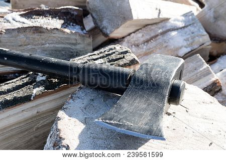Lying On Wooden Chocks Cleaver For Wood