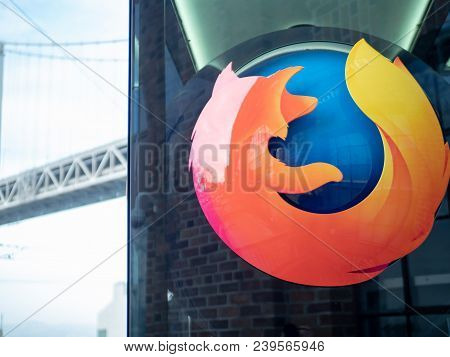 San Francisco, Ca - April 24, 2018: Mozilla Firefox Logo Outside Of San Francisco Location