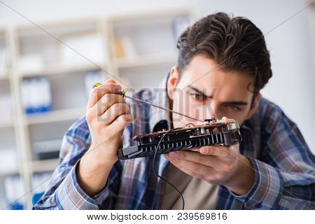 Computer hardware repair and fixing concept by experienced techn