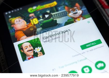 Ryazan, Russia - May 02, 2018: Gardenscapes Mobile App On The Display Of Tablet Pc