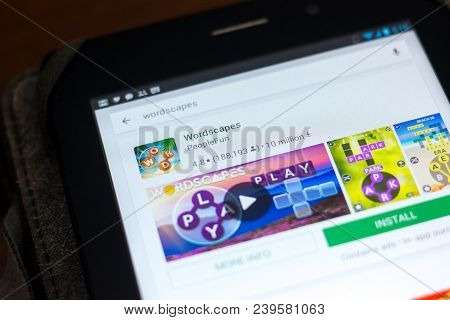 Ryazan, Russia - May 03, 2018: Wordscapes Icon In The List Of Mobile Apps On The Display Of Tablet P
