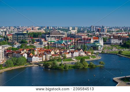 Aerial View On A Trinity Suburb - Old Historic Centre, And Minsk City, Minsk, Belarus.