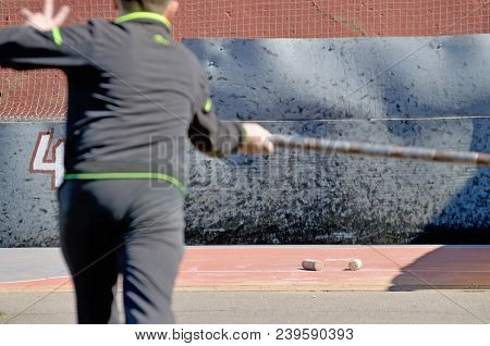Gorodki - A Russian Folk Sports Game. In This Game You Need Specific Distances To Smash Figures Made