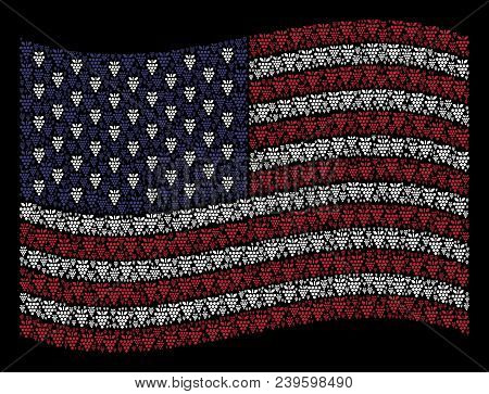 Grapes Symbols Are Combined Into Waving Usa Flag Stylization On A Dark Background. Vector Concept Of
