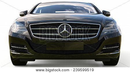 Black Mercedes Benz Cls Coupe On A White Background. 3d Rendering