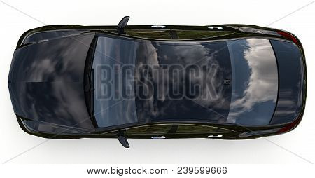 Black Mercedes Benz Cls Coupe On A White Background. 3d Rendering