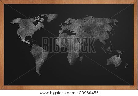 Mappa del mondo su lavagna