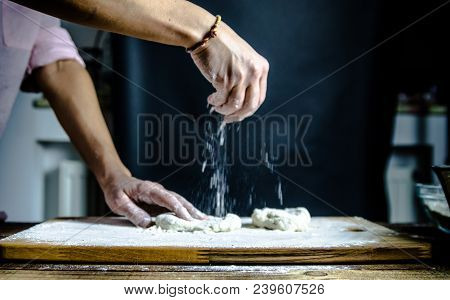 Dough Dainted By The Woman On The Board