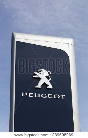 Skanderborg, Denmark - April 22, 2018: Peugeot Logo On A Panel. Peugeot Is A French Cars Brand, Part