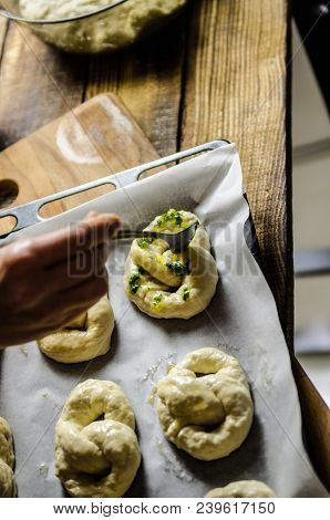Dough Dainted By The Woman On The Board
