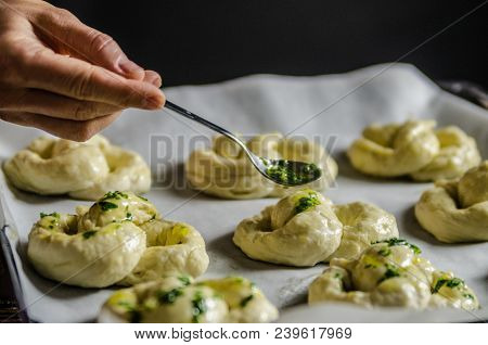 Dough Dainted By The Woman On The Board