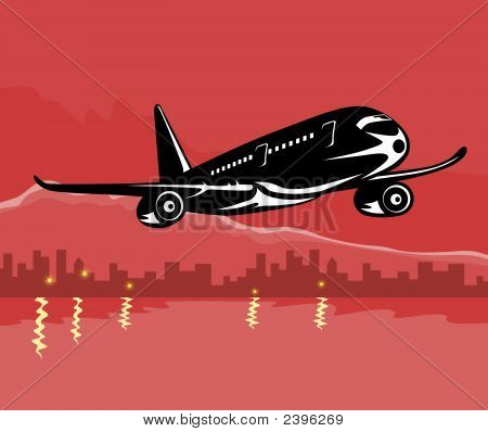 Aereo jet che decollano con bello