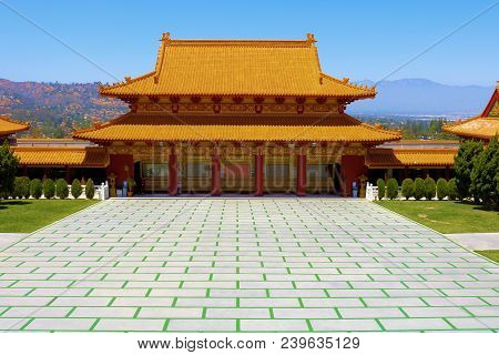 May 6, 2018 In Hacienda Heights, Ca:  Hsi Lai Buddhist Temple Which Offers Zen Spiritual Services Su