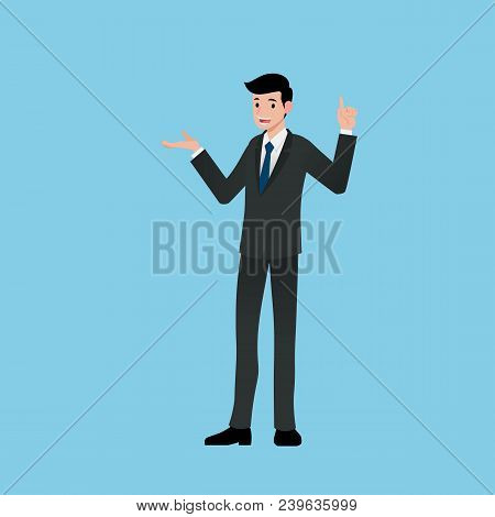 Businessmen Smile And Stand Talking About Work, Presenting Earnings, Explaining Products, Discussing