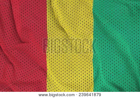 Guinea Flag Printed On A Polyester Nylon Sportswear Mesh Fabric With Some Folds