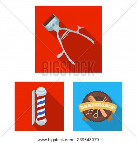 Barbershop And Equipment Flat Icons In Set Collection For Design. Haircut And Shave Vector Symbol St