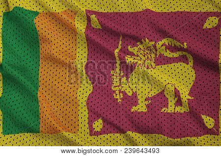 Sri Lanka Flag Printed On A Polyester Nylon Sportswear Mesh Fabric With Some Folds