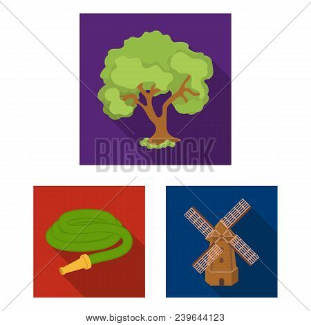 Farm And Gardening Flat Icons In Set Collection For Design. Farm And Equipment Vector Symbol Stock  