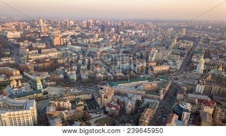 Sophia Tower and square, city center and Stadium in the city of Kiev