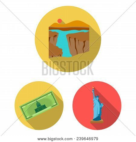 Usa Country Flat Icons In Set Collection For Design.travel And Attractions Vector Symbol Stock  Illu