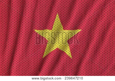 Vietnam Flag Printed On A Polyester Nylon Sportswear Mesh Fabric With Some Folds